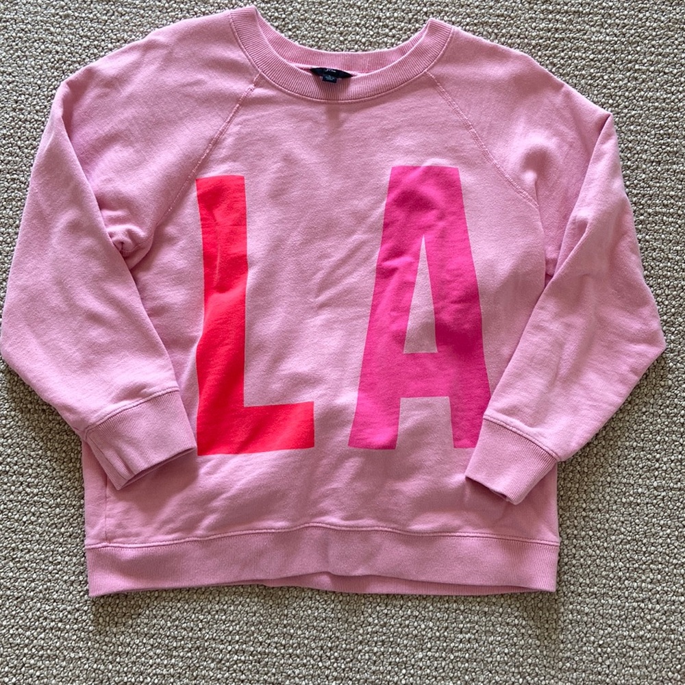 Jcrew pink sweatshirt with neon “LA”
